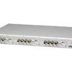 Videorack "AXIS 291 1U" von AXIS Communications mit mehreren Koaxialanschlüssen an der Vorderseite.