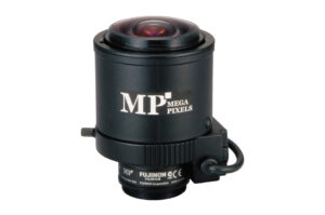 Schwarzes Fujinon Fujifilm Kameraobjektiv mit der Aufschrift "MP Mega Pixels".