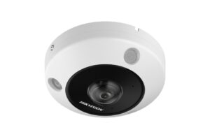 Hikvision 12MP Fisheye IP-Kamera 180° – Infrarot, PoE, IP67, IK10, WDR 120dB, H.265/H.264, ONVIF, 30 fps, Audio, microSD – für Außen, Decke/Wand