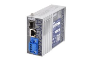AMG Systems DIN Rail Medienkonverter: Robuster IP40 Glasfaser-Konverter für Single/Multi Mode mit 10/100Base-TX und 1000Base-X SFP, Betriebstemperatur -30°C bis +70°C