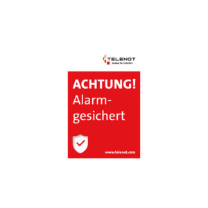 TELENOT Alarmgesicherte Warnschilder 60×90 mm – 50 Stück für optimalen Schutz und Sicherheit (Art.-Nr. 61239)