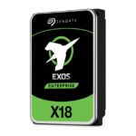 Seagate Exos Enterprise X18 Festplatte mit grün-schwarzem Design und einem Flugzeug-Logo.