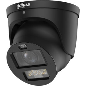 Schwarze Überwachungskamera von Dahua Technology mit runder Form und mehreren Linsen.