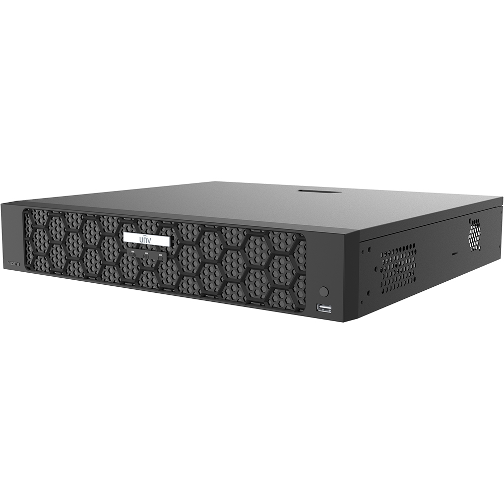 Ein schwarzes elektronisches Gerät mit einem wabenförmigen Muster auf der Vorderseite und einem USB-Anschluss an der unteren rechten Ecke.