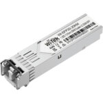 Ein Wi-Tek WI-SFP20-20KM Duplex LC Modul mit Beschriftungen und Anschlüssen, geeignet für Netzwerkverbindungen.