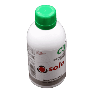 Eine Dose Solo C3 Detektortester mit grünem Deckel, zum Testen von Kohlenmonoxiddetektoren, nicht brennbar.