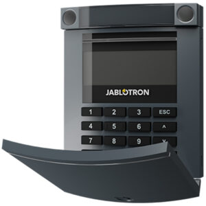 Elektronische Tastatur für Alarmsysteme mit Bildschirmanzeige und Tastenfeld von Jablotron.