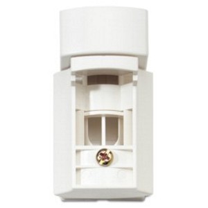 Weiße Wandhalterung mit rechteckiger Form und offenem Gehäuse, das eine Schraube in der Mitte zeigt.