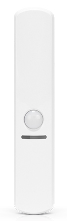 Ein weißer, länglicher Sensor mit einem zentralen Bewegungssensor und einem darunterliegenden schmalen Schlitz.