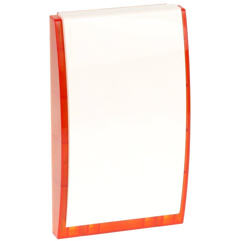 Elektronische Außensirene mit rotem Rahmen und weißem Gehäuse, rechteckige Form.