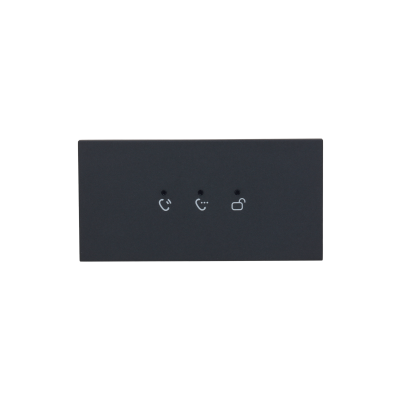 Schwarzes Bedienfeld mit Icons für Telefon, Benutzer und Tasche in weißer Farbe.