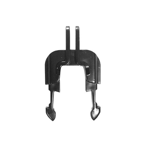 Schwarzes Kunststoff-Kabelklemmsystem in U-Form mit zwei Greifarmen.