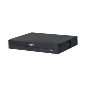 Schwarzer digitaler Videorekorder der Marke Dahua mit einem USB-Anschluss an der Vorderseite.