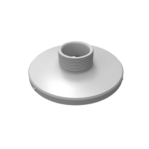 Graues, rundes Metallteil mit einer erhöhten, gewindeten Öffnung oben in der Mitte.