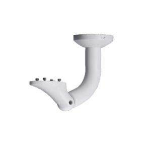 Wandhalterung aus weißem Metall, gebogen in L-Form, zur Befestigung von Geräten oder Kameras.