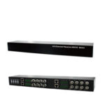 Ein 16-Kanal-Passivreceiver für HDCVI-Signale, schwarz, mit verschiedenen Anschlussmöglichkeiten auf der Rückseite.