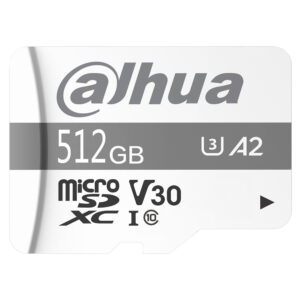 Eine 512 GB microSDXC Speicherkarte der Marke Dahua mit Kennzeichnungen V30, U3, A2 und Klasse 10.