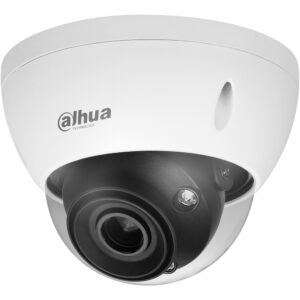 Sicherheitskamera von Dahua Technology mit weißem Gehäuse und schwarzem, gekapseltem Objektiv.