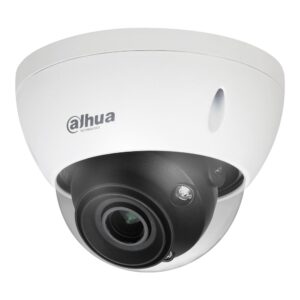 Kuppelüberwachungskamera von Dahua Technology mit weißem Gehäuse und schwarzem Kameraobjektiv.