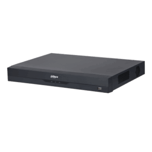 Ein schwarzer DVR-Recorder der Marke Dahua mit Lüftungsschlitzen an den Seiten.