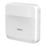 Ein weißes, rechteckiges Gerät mit abgerundeten Ecken und dem Logo von Dahua Technology auf der Vorderseite.