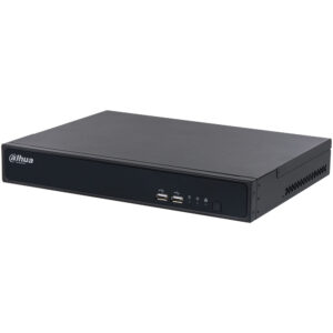 Ein schwarzer Digital Video Recorder (DVR) der Marke Dahua mit zwei USB-Anschlüssen auf der Vorderseite.
