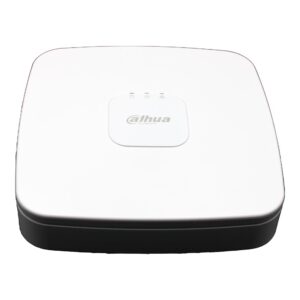 Weiße elektronische Netzwerkkomponente mit "Dahua"-Logo auf der Oberseite.