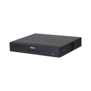Ein schwarzer digitaler Videorekorder (DVR) der Marke Dahua mit USB-Anschluss an der Vorderseite und Lüftungsschlitzen an der Seite.