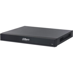 Schwarzer Dahua Technologie DVR-Rekorder mit USB-Anschluss an der Vorderseite und Lüftungsschlitzen an der Seite.