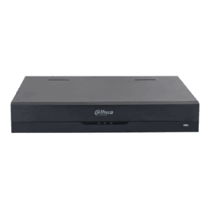 Ein schwarzer DVR-Rekorder von Dahua Technology mit flacher Vorderseite und USB-Anschluss rechts unten.