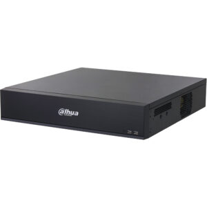 Schwarzer DVR von Dahua Technology mit Lüftungsschlitzen an der Seite und USB-Anschlüssen auf der Vorderseite.