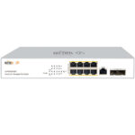 Weißer Cloud L2+ Managed PoE Switch von WiTek mit zehn Ethernet- und zwei SFP-Ports.
