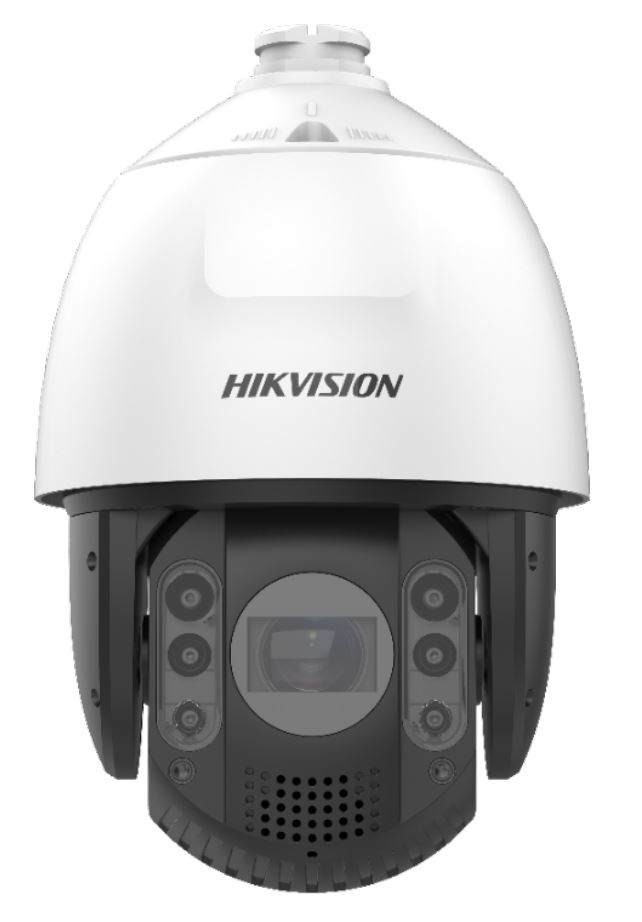Überwachungskamera von Hikvision mit kuppelförmigem Gehäuse und mehreren optischen Sensoren an der Vorderseite.