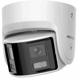 Überwachungskamera der Marke Hikvision mit markantem Gehäuse und sichtbarer Linse.