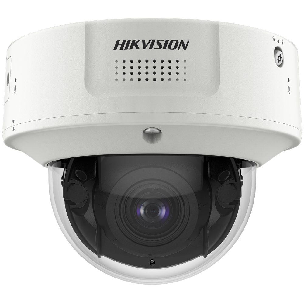 Kuppelförmige Überwachungskamera von Hikvision mit transparentem Gehäuse.