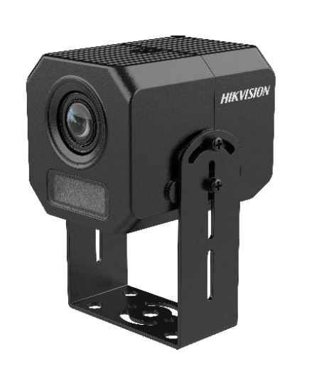 Schwarze Überwachungskamera von Hikvision mit robustem Metallgehäuse und verstellbarer Halterung.