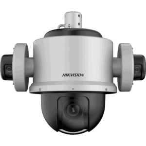 Überwachungskamera von Hikvision mit einem kompakten, runden Gehäuse und mehreren Objektiven.