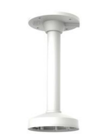 Weißer zylindrischer Kamerahalterung mit langer Stange und Deckenbefestigung.