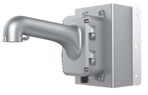 Metall-Halterung in Silber zur Wandmontage, geeignet für Überwachungskameras.