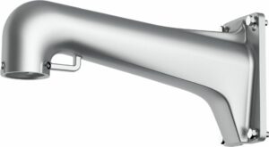 Silberner Metallhalterung mit einer abgewinkelten Armstruktur zur Wandmontage.