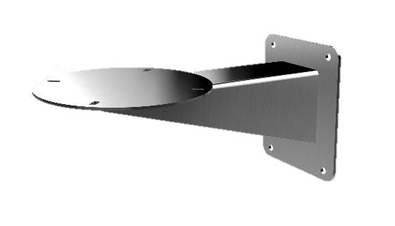 Wandhalterung aus Metall mit einer abgerundeten Basis und Löchern für Schraubenbefestigung.
