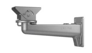 Industrieller Wandhalter, entworfen für die Befestigung von Geräten an einer vertikalen Fläche, aus Metall mit verstellbarem Montagekopf.