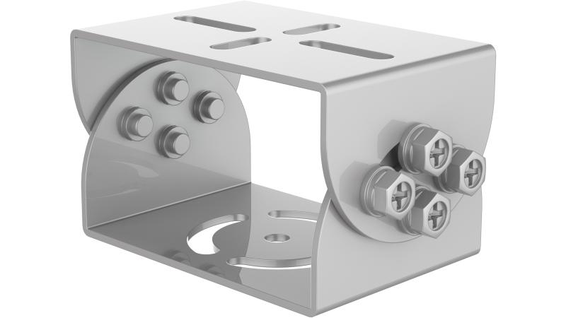 Metallwinkelverbindung mit Befestigungsschrauben, geeignet für den industriellen oder baulichen Einsatz, zeigt mehrere Bolzen an den Verbindungsstellen.