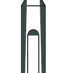 Technische Zeichnung einer elektrischen Zahnbürste mit rechteckigem Griff und schmalem Bürstenkopf.