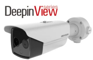 Sicherheitskamera der Marke Hikvision aus der DeepinView-Serie, dargestellt in weißer Farbe.