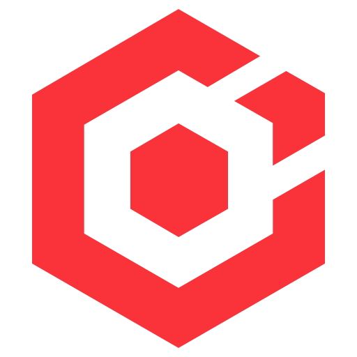 Rotes, sechseckiges Logo mit einem stilisierten Buchstaben C in der Mitte.