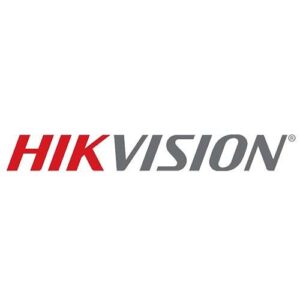 Logo von Hikvision in roten und grauen Großbuchstaben.
