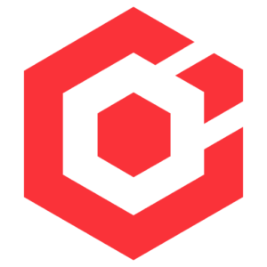 Ein rotes sechseckiges Logo mit einem schwarzen, stilisierten Buchstaben C und einem inneren Sechseck.