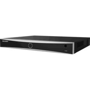Ein schwarzer digitaler Videorekorder von Hikvision mit USB-Anschluss an der Vorderseite.