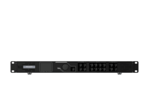Ein schwarzer LED-Display-Controller mit mehreren Anschlüssen und einem Drehknopf auf der Frontplatte.